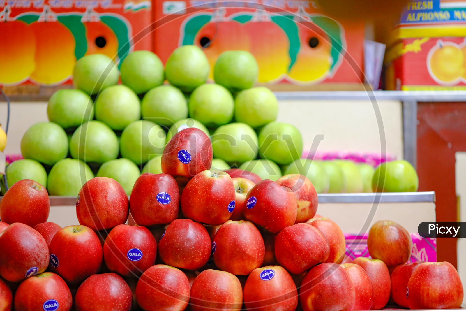 Apples In a Fruit Vendor Stall