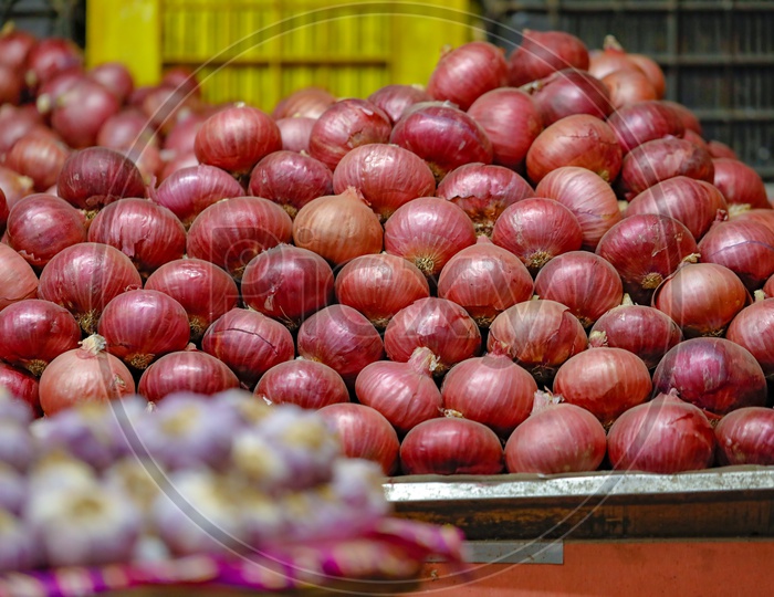 Onions in a  Vegetables At  a Vendor Stall