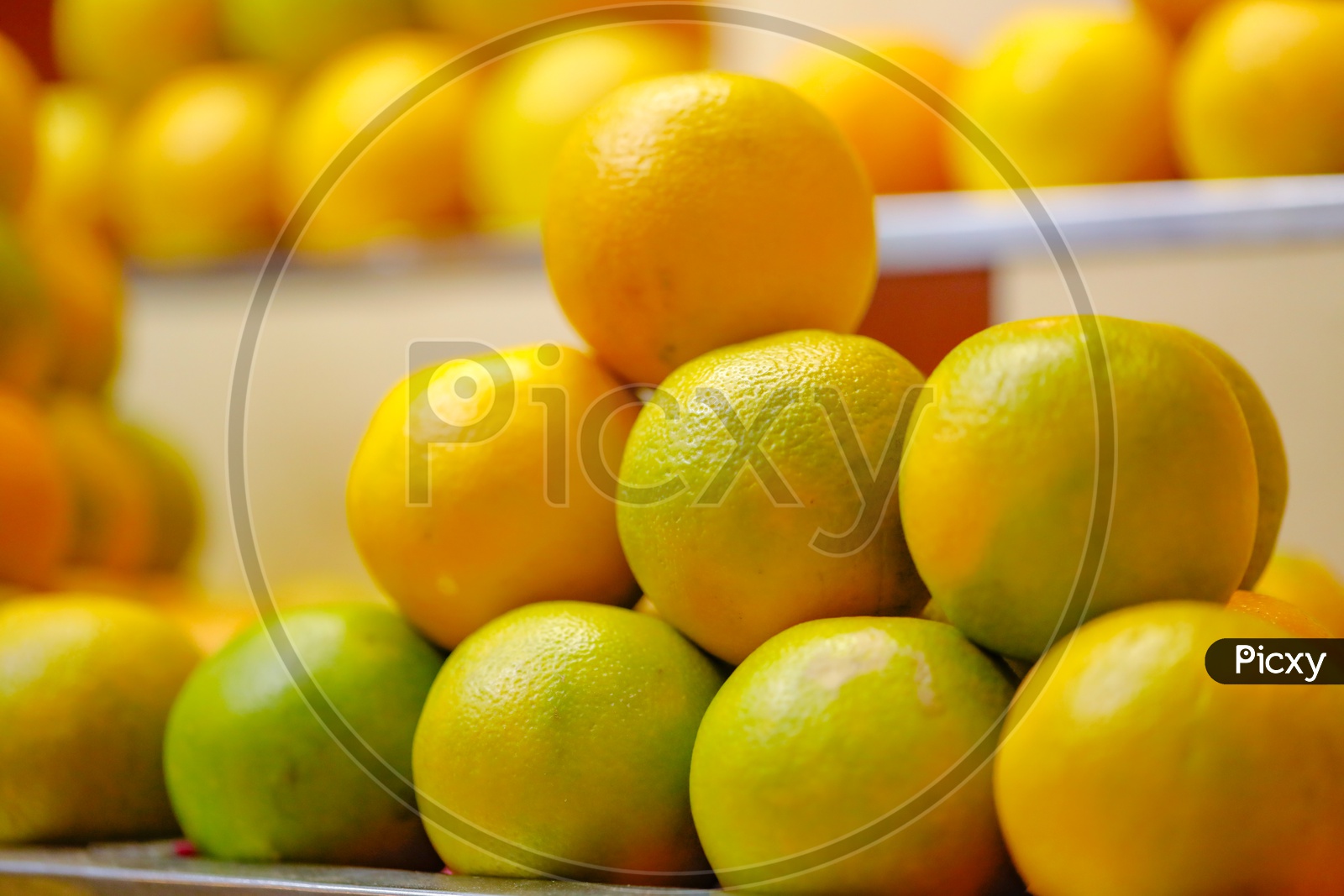 Mosambi Or  Orange  Or Citrus Fruit in a Fruit Vendor Stall