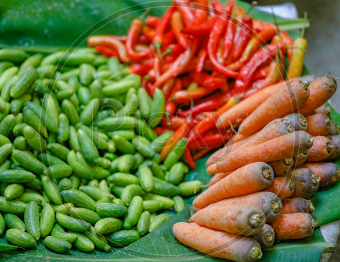 Fresh Vegetables  In  a Vegetable Vendor Stall or Shop in Market