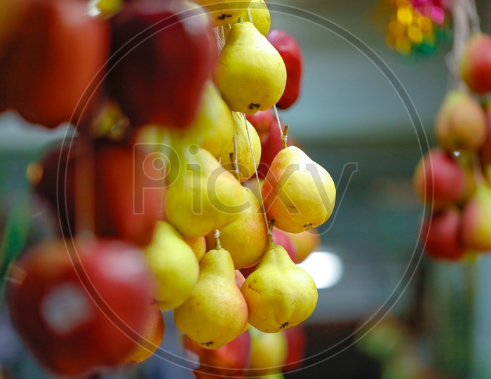 Green Pears in a Fruit Vendor Stall