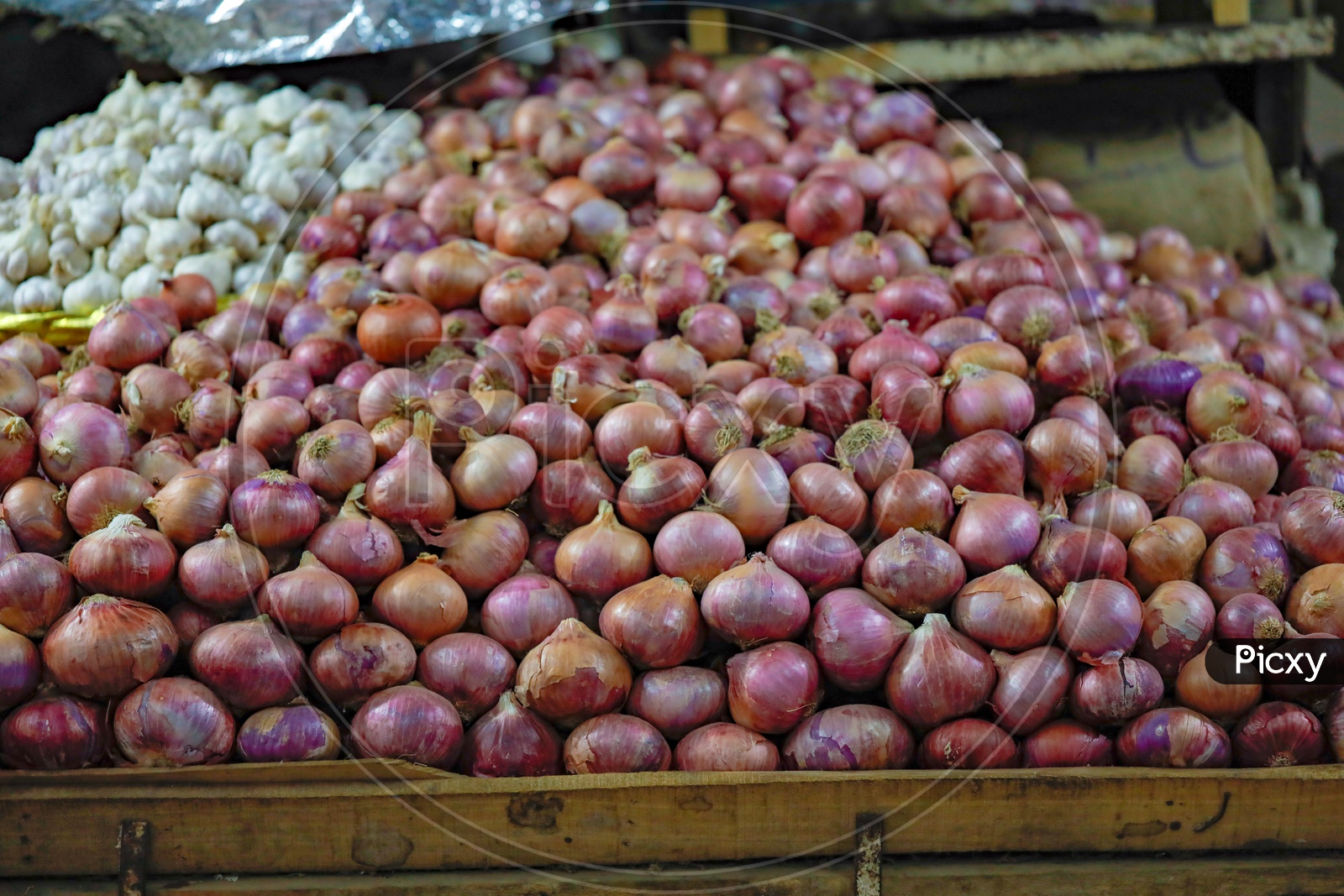 Red Onions in a Vendor Stall