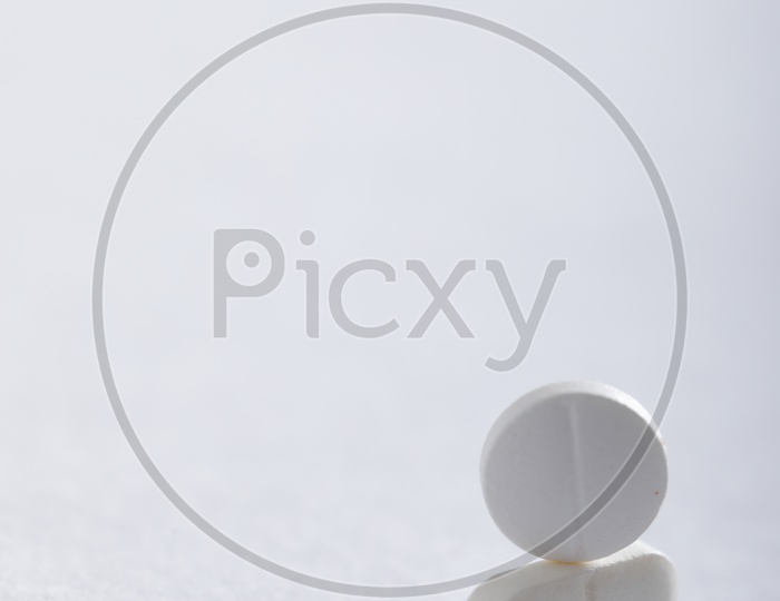 Medicinal Tablets  On an Isolated White Background  Pharmacy Pharmaceuticals   Concept