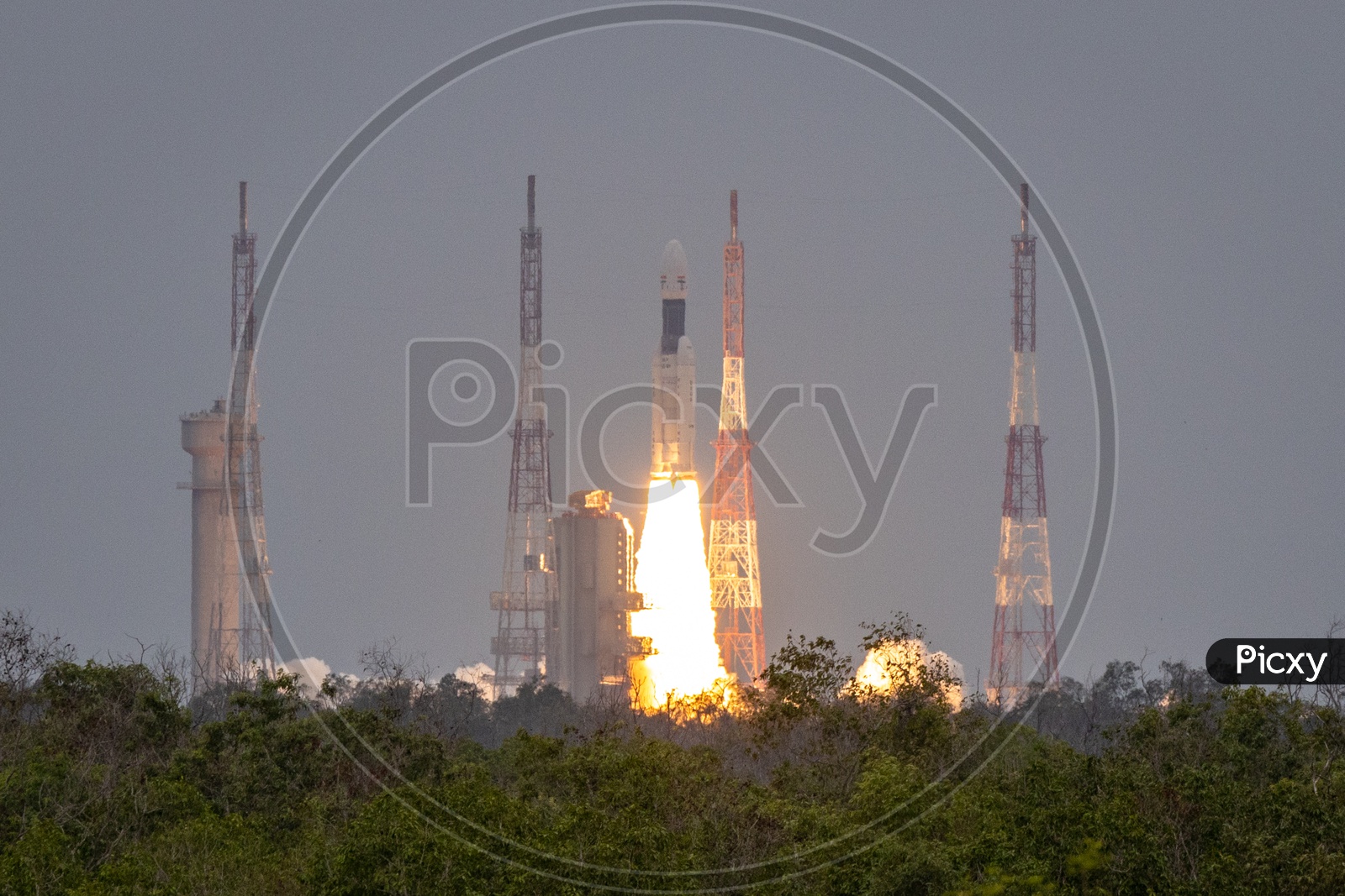 GSLV Mk III  M1  Or Chandrayaan 2  Spacecraft or Rocket Takeoff From Launch pad  At Satish Dhawan Space Centre SDSC SHAR in Sriharikota