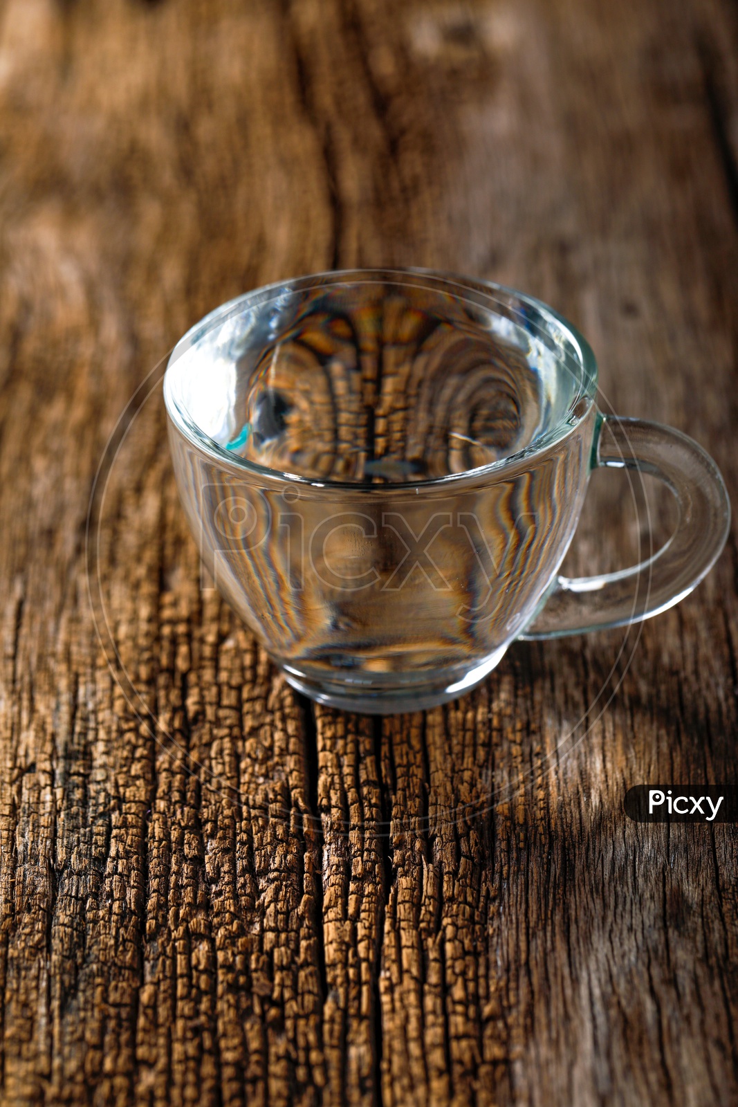 Empty Glass  Tea Cup On an Wooden  Table Background