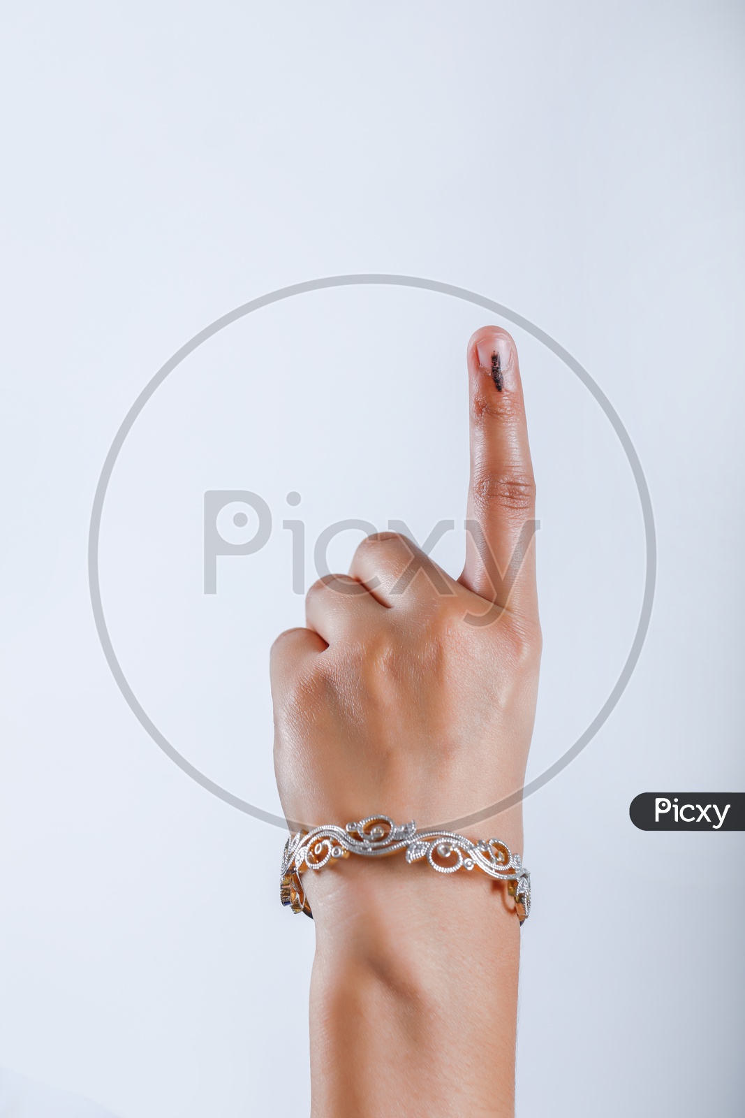 Indian Voter Hands Showing Inked Finger After Casting Vote in Elections