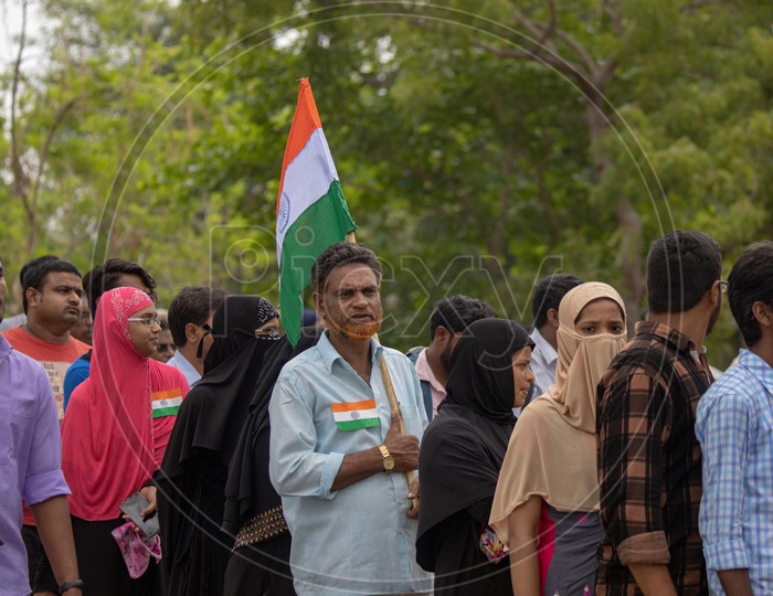 A Muslim Man Holding Indian Flag At Launch View Gallery During Chandrayaan 2 Launch