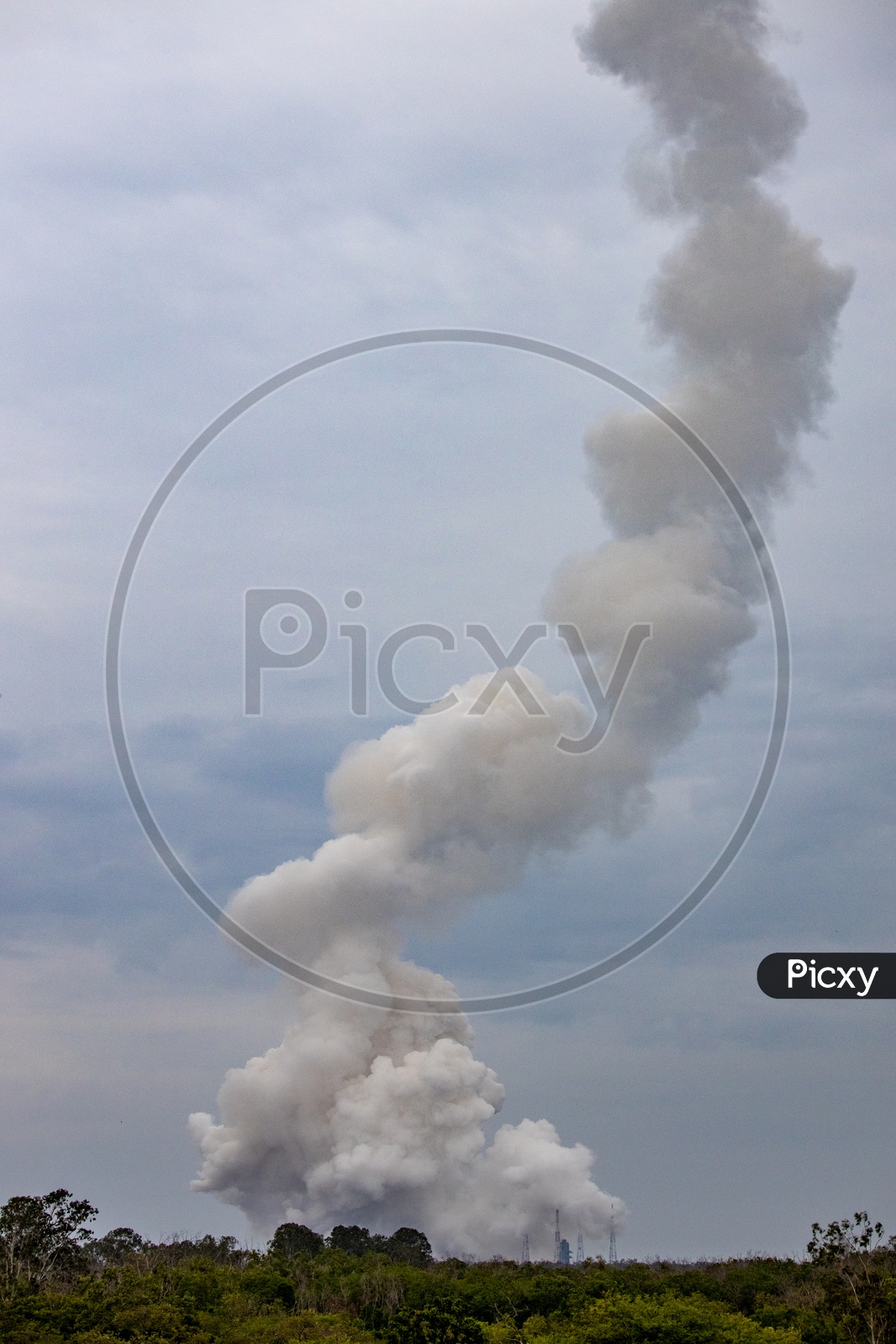 Thick Smoke Cloud Formed By The Rocket Exhaust Of GSLV Mk III M1  Chandrayaan 2  at SHAR