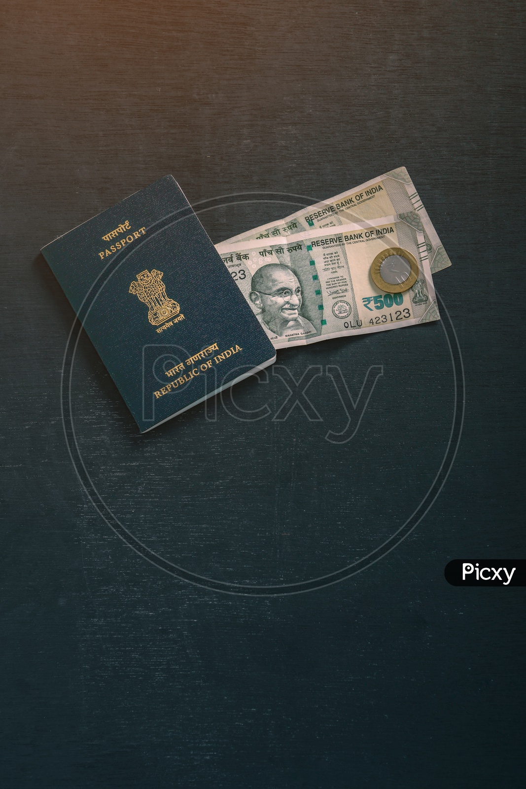 Indian Passport With Indian Currency   ,  Travel Concept