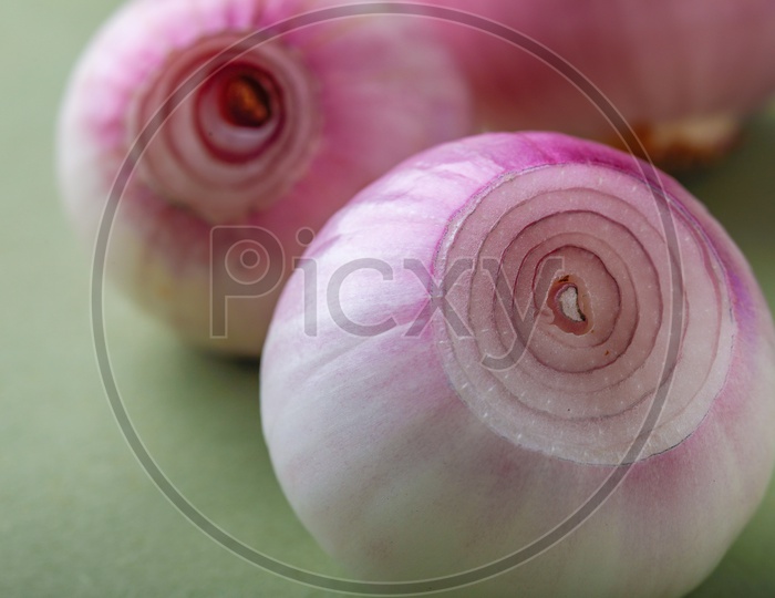 Red Onions Peeled On an  Isolated Background