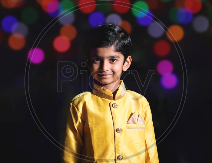 Young Boy Kid Child  in Traditional Wear With Gestures And Posing