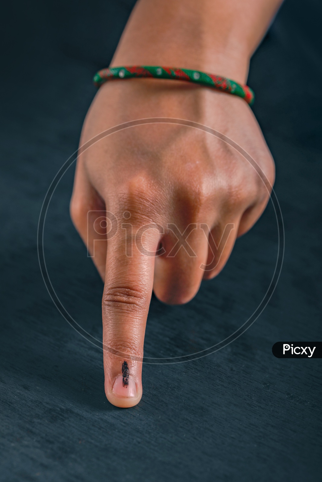 Woman Voter  Showing Inked Finger After Casting Vote in Indian Elections  Hands Closeup