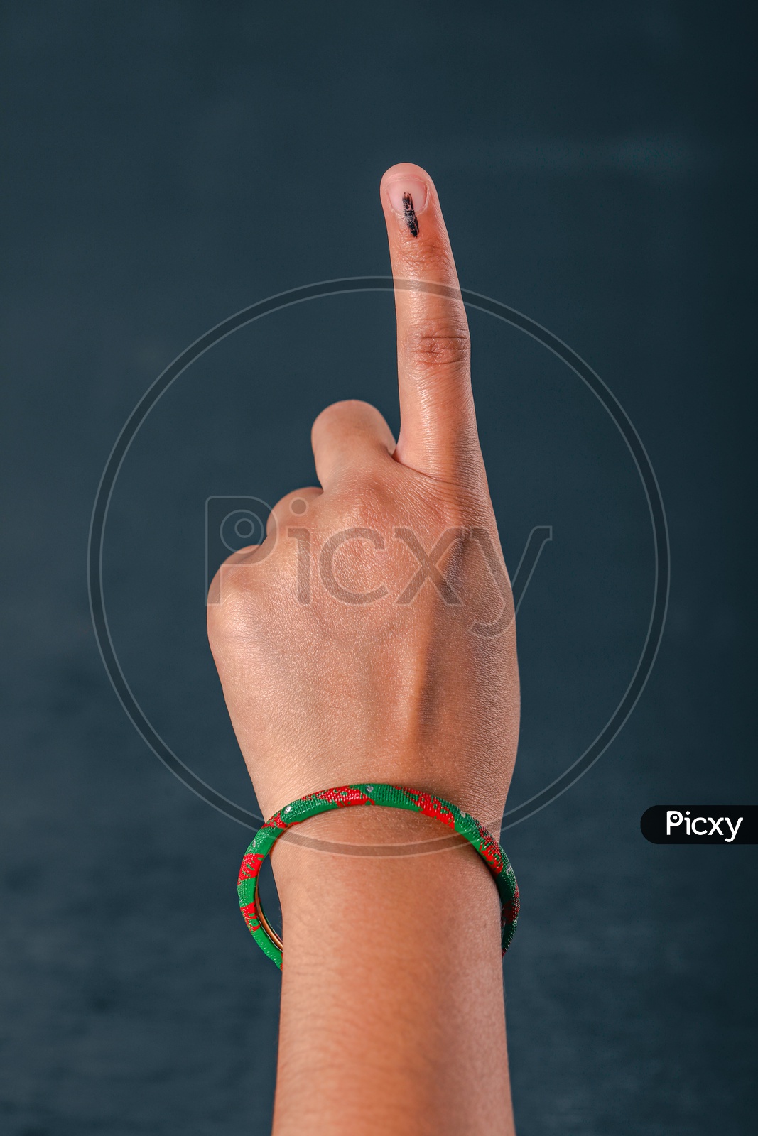 Woman Voter  Showing Inked Finger After Casting Vote in Indian Elections  Hands Closeup