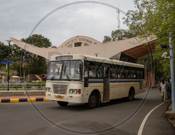 ISRO Employees Bus passing through Entrance Arch  Or Security Gates At Satish Dhawan Space Centre  SHAR