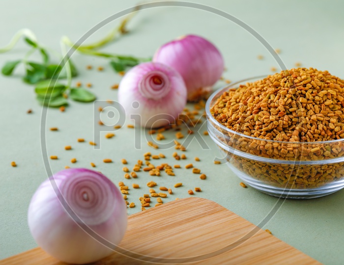 Red Onions And Spices on an Isolated Background
