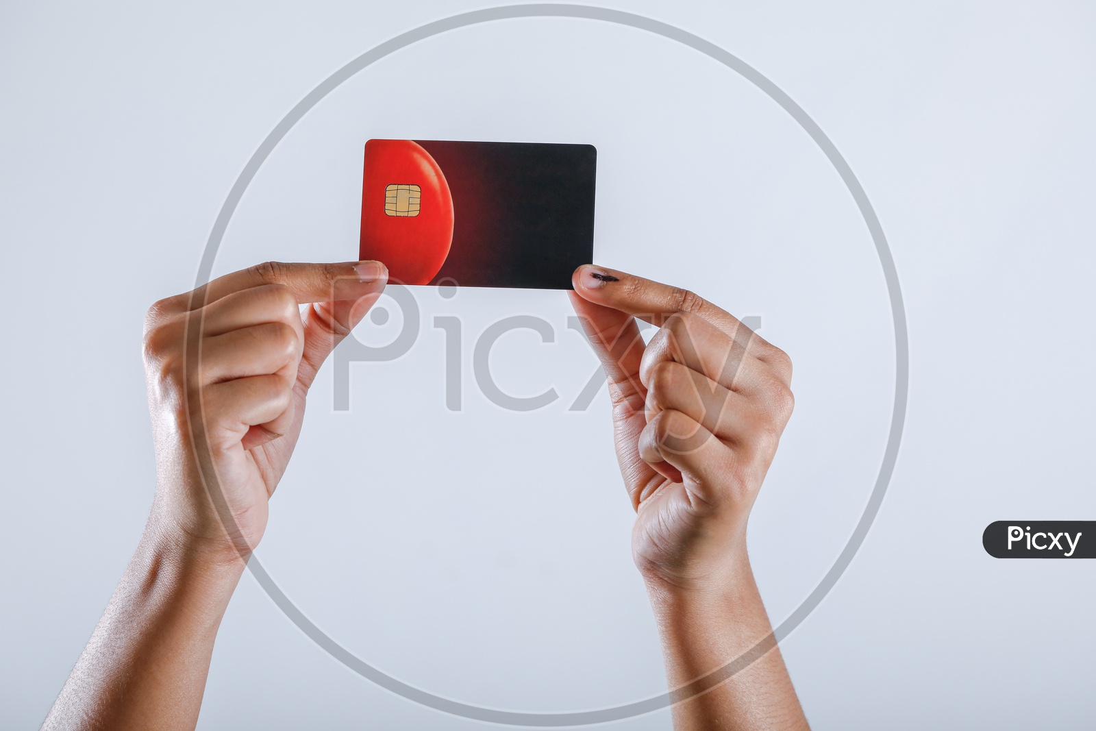 Credit Debit  Card Holding Hand Closeup On an Isolated Background