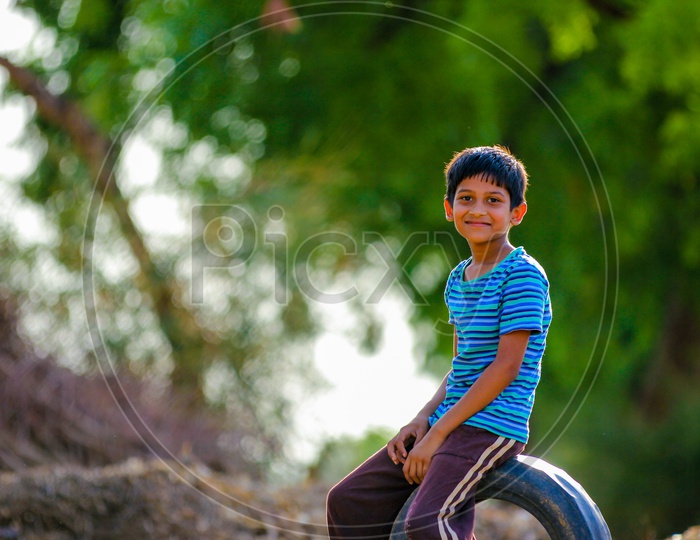 Indian Rural Village Kids Playing  Outdoor