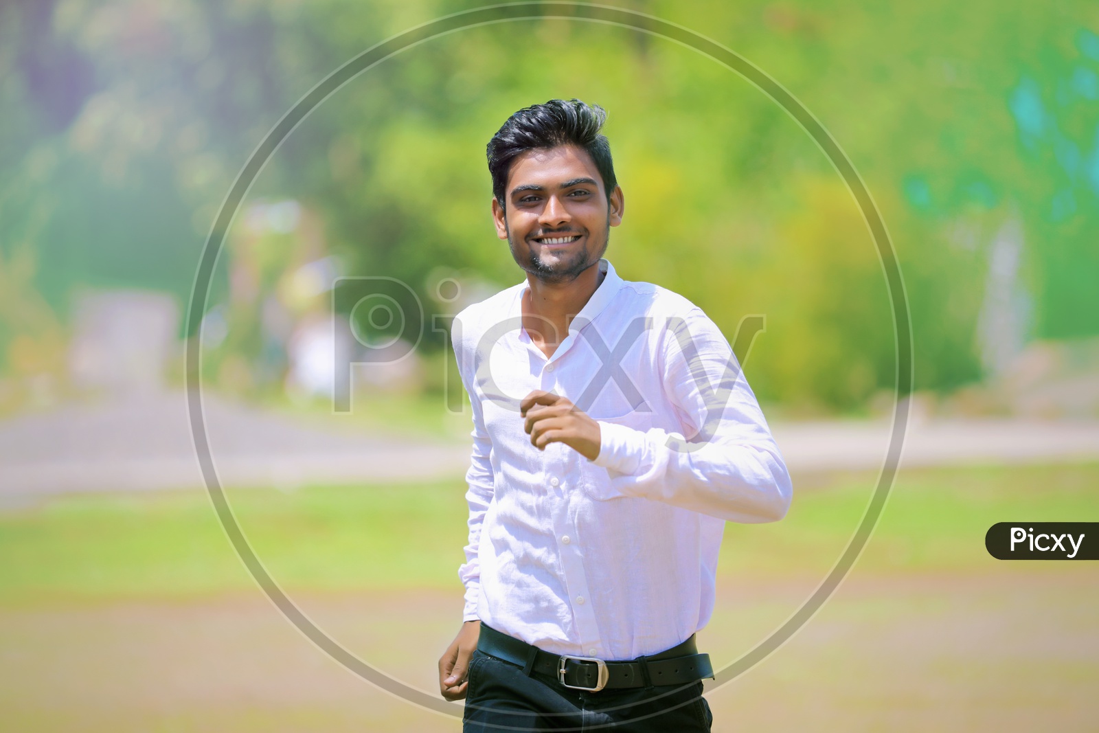 Confident Indian Student or Young Man  Smiling  And Running