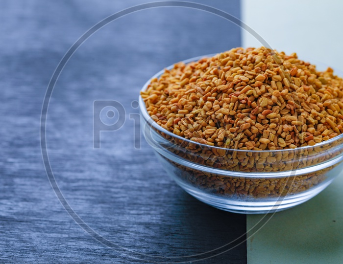 Fenugreek Seeds In a Glass Bowl