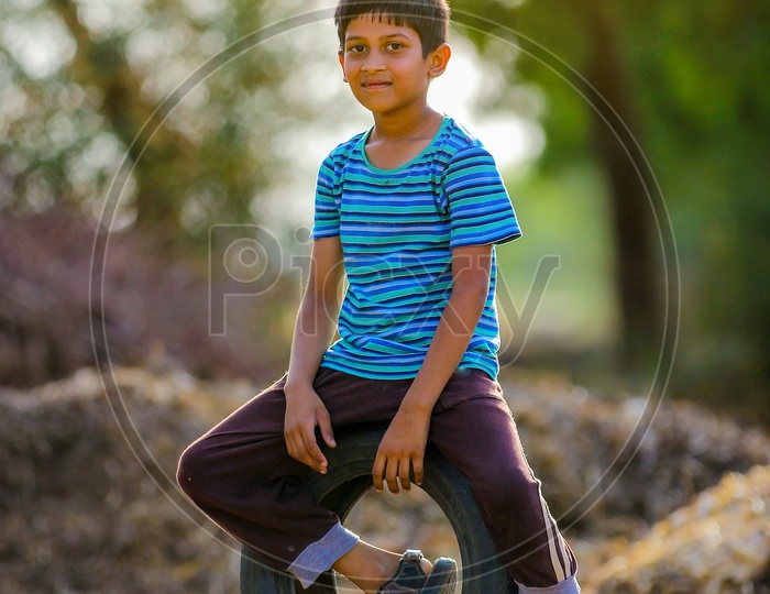 Indian Rural Village Kids Playing  Outdoor
