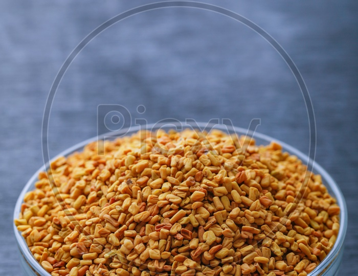 Fenugreek Seeds In a Glass Bowl