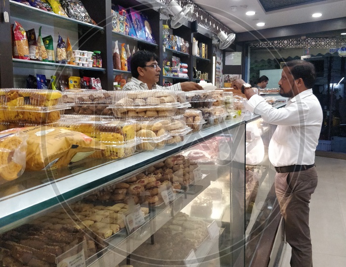 People buying in bakery