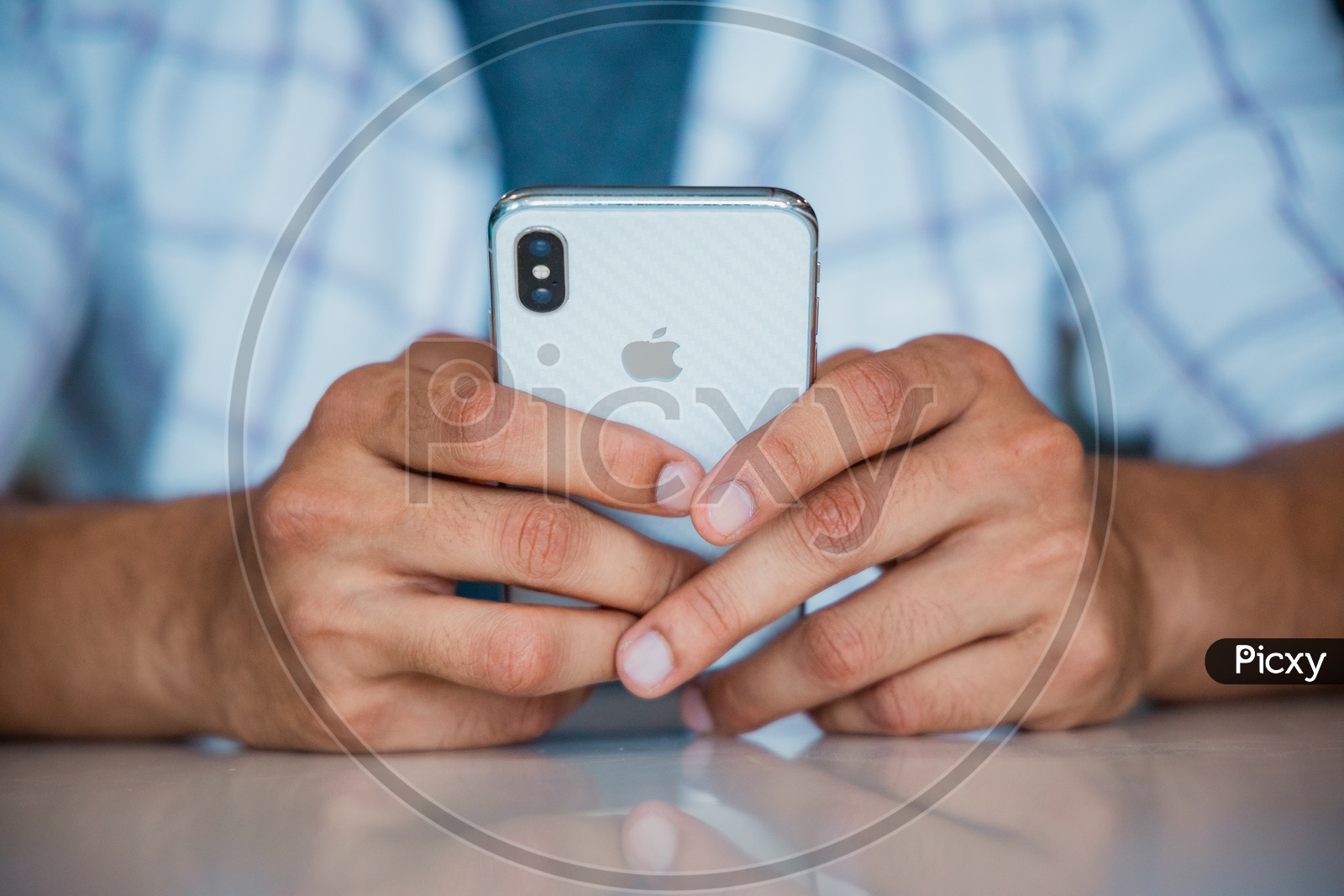 Young Man Or Student Hands Using Mobile Or Smartphone Closeup