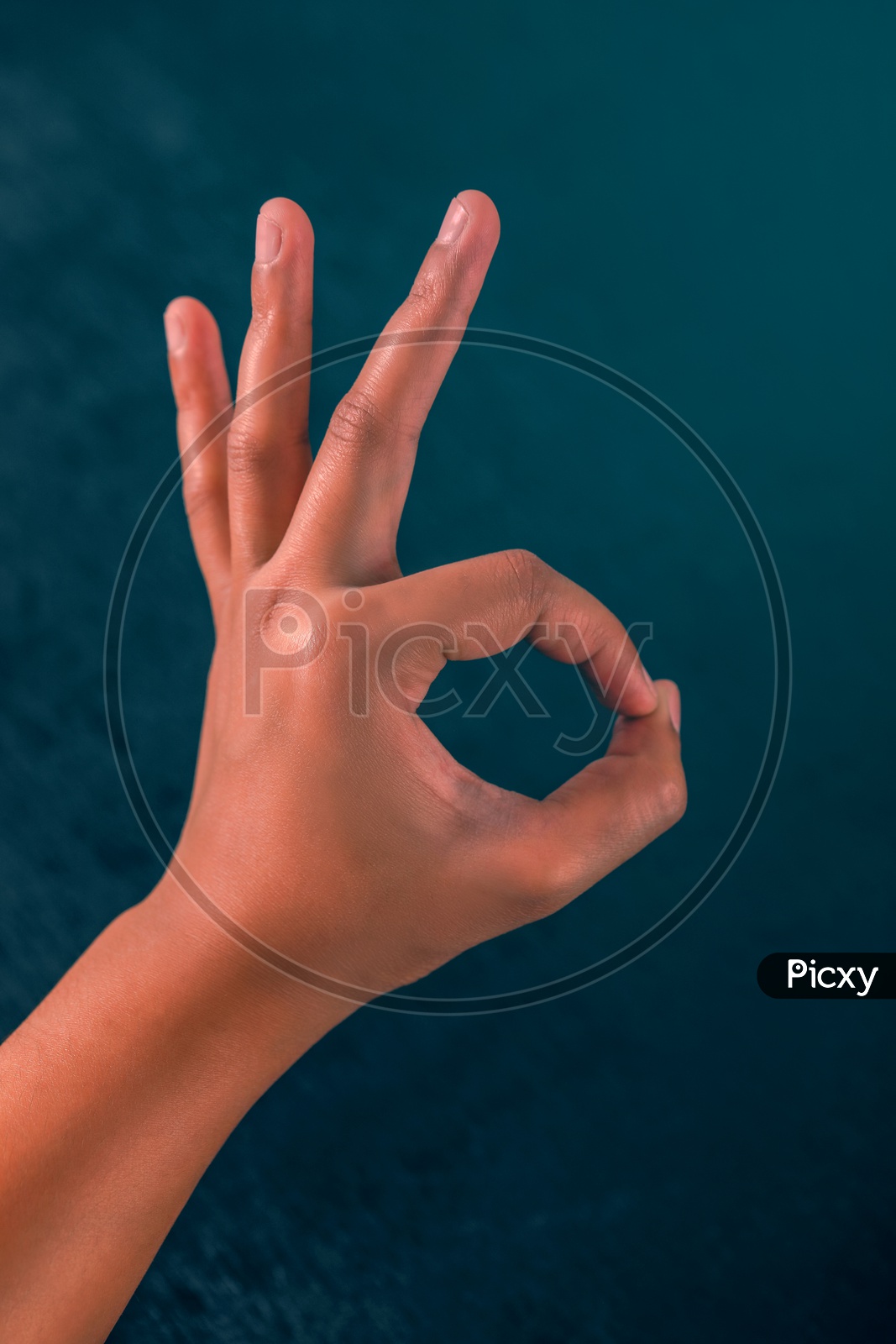 human Hand Showing  OK  or Super  Symbol or Gesture