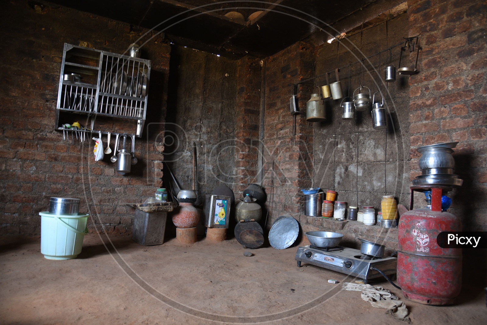 Kitchen With Vessels And Utensils In an House