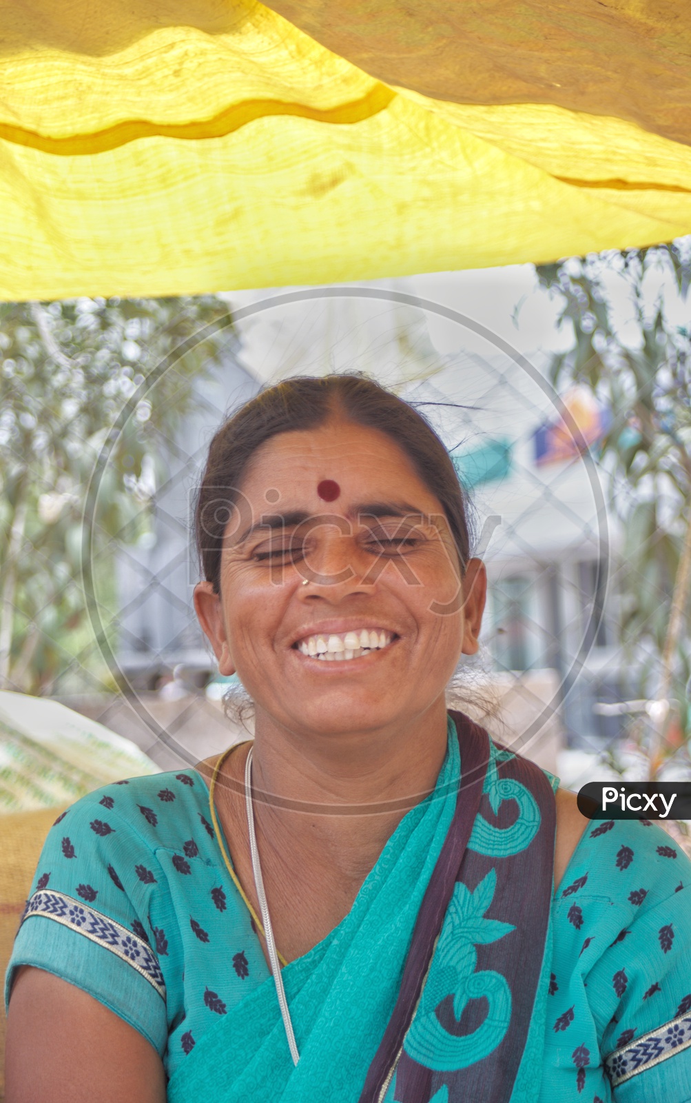 Portrait Of an Woman Vendor With Smile Face In a Market