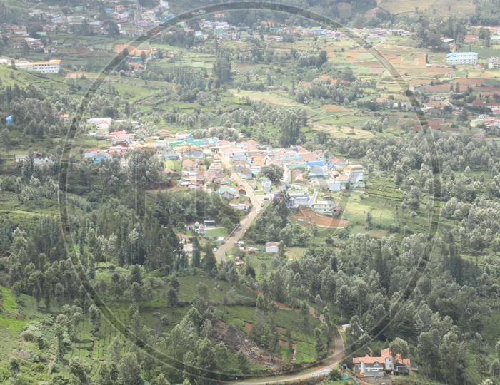Aerial View Of Houses In Ooty Valleys
