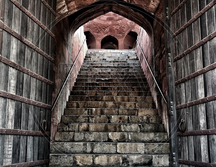 Architecture Of Humayun Tombs With Staircase