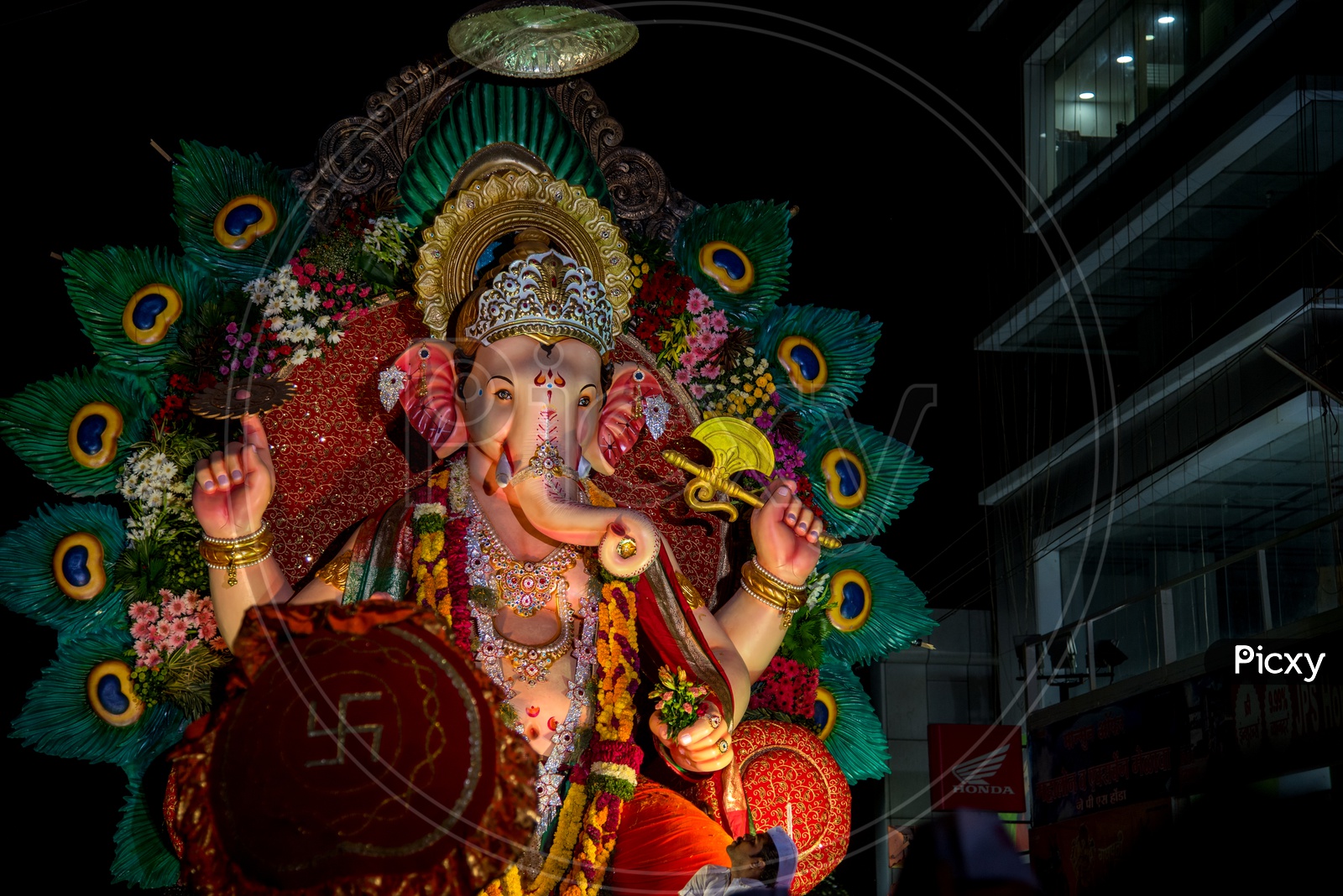 Lord Ganesh Idols In Procession During The Immersion Event of Ganesh Chathurdhi Festival