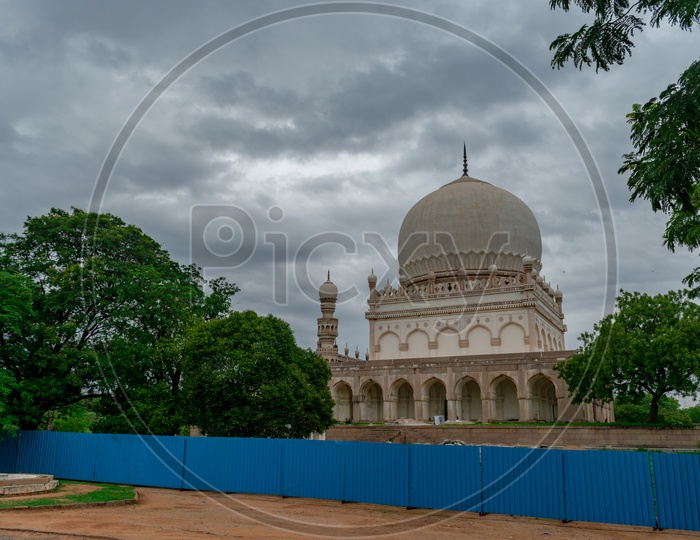 Tomb of Sultan Muhammad Qutb Shah is under renovation , Qutb Shahi Tombs, Qutub Shahi Tombs, Hyderabad.