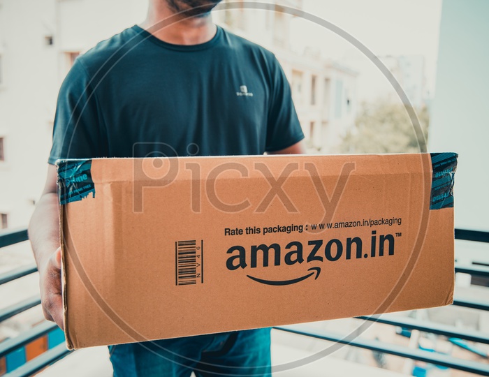 Amazon Delivery Boy delivering Parcel