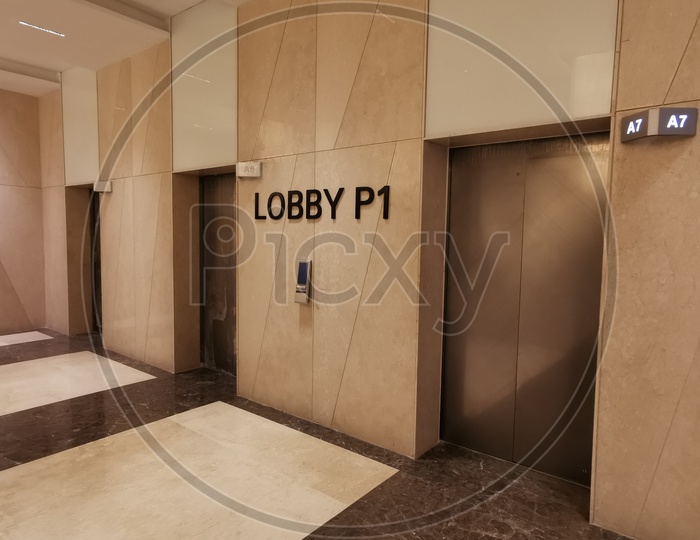 Elevators or Lifts At Lobby P1 In THE SKYVIEW  Corporate Office Work Spaces