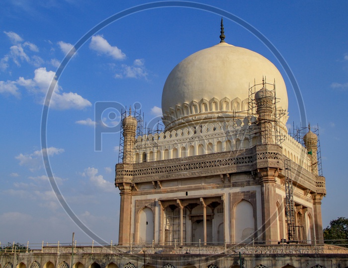 Qutub Shahi Tombs on a bright sunny day