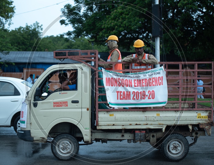 GHMC Monsoon  Emergency Team  Vehicle On Roads