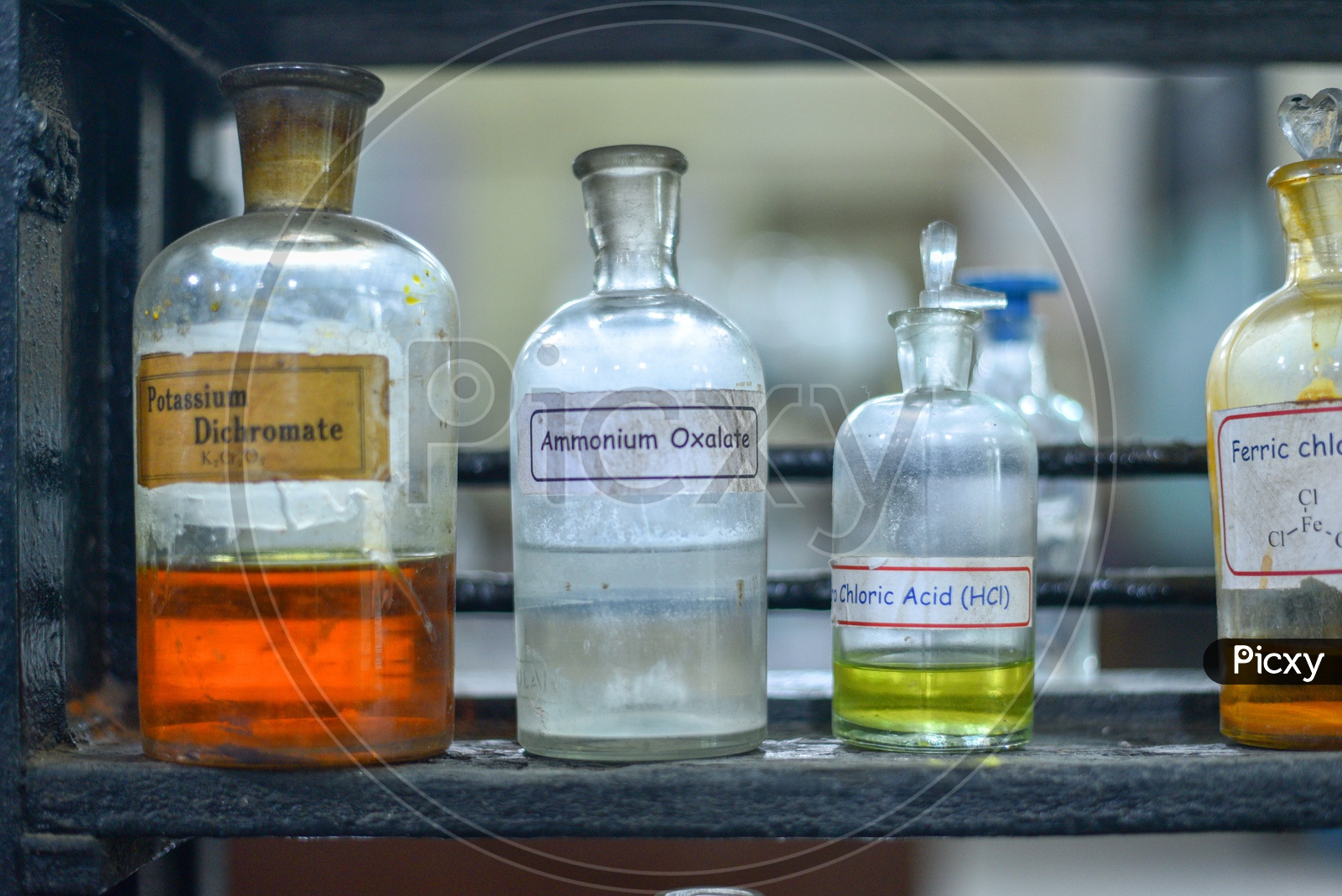 Chemical Or Acids in Glass Containers at a Chemistry Laboratory