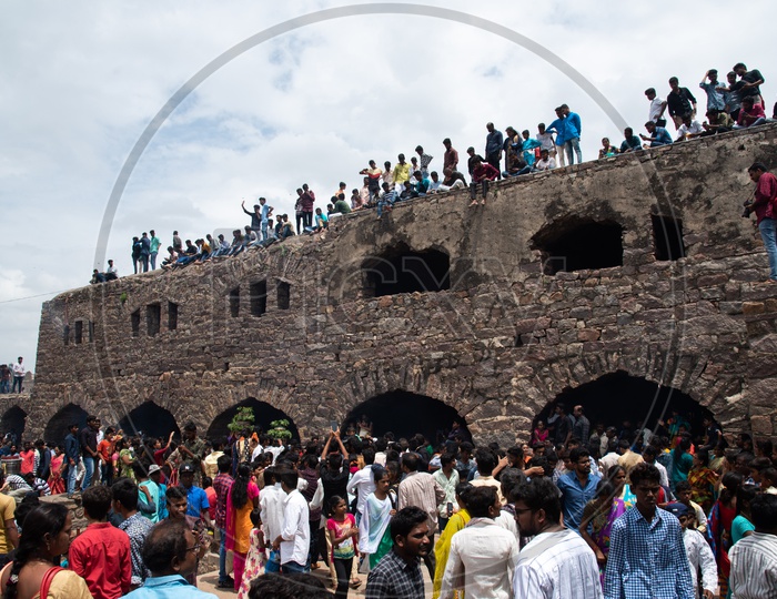 Crowd Or Devotees At Golconda Fort  On The Occasion Of Bonalu Offering Festival To Goddess Sri Jagadamba Mahankali