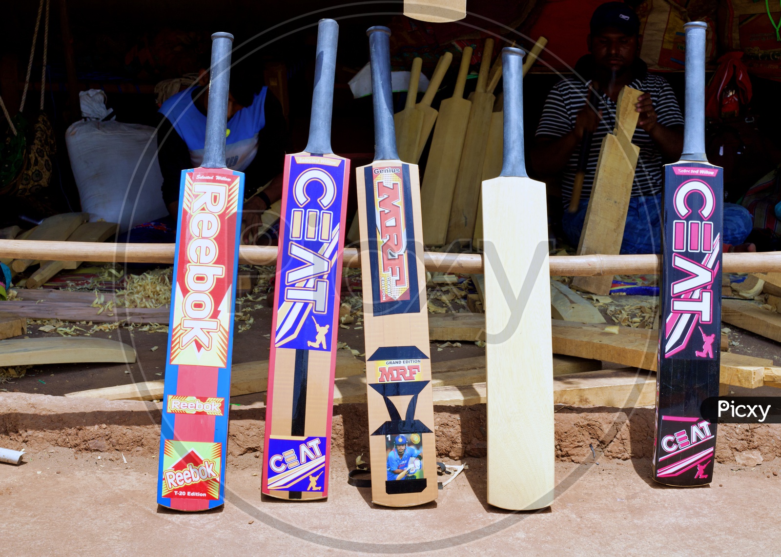 Local made cricket bats.