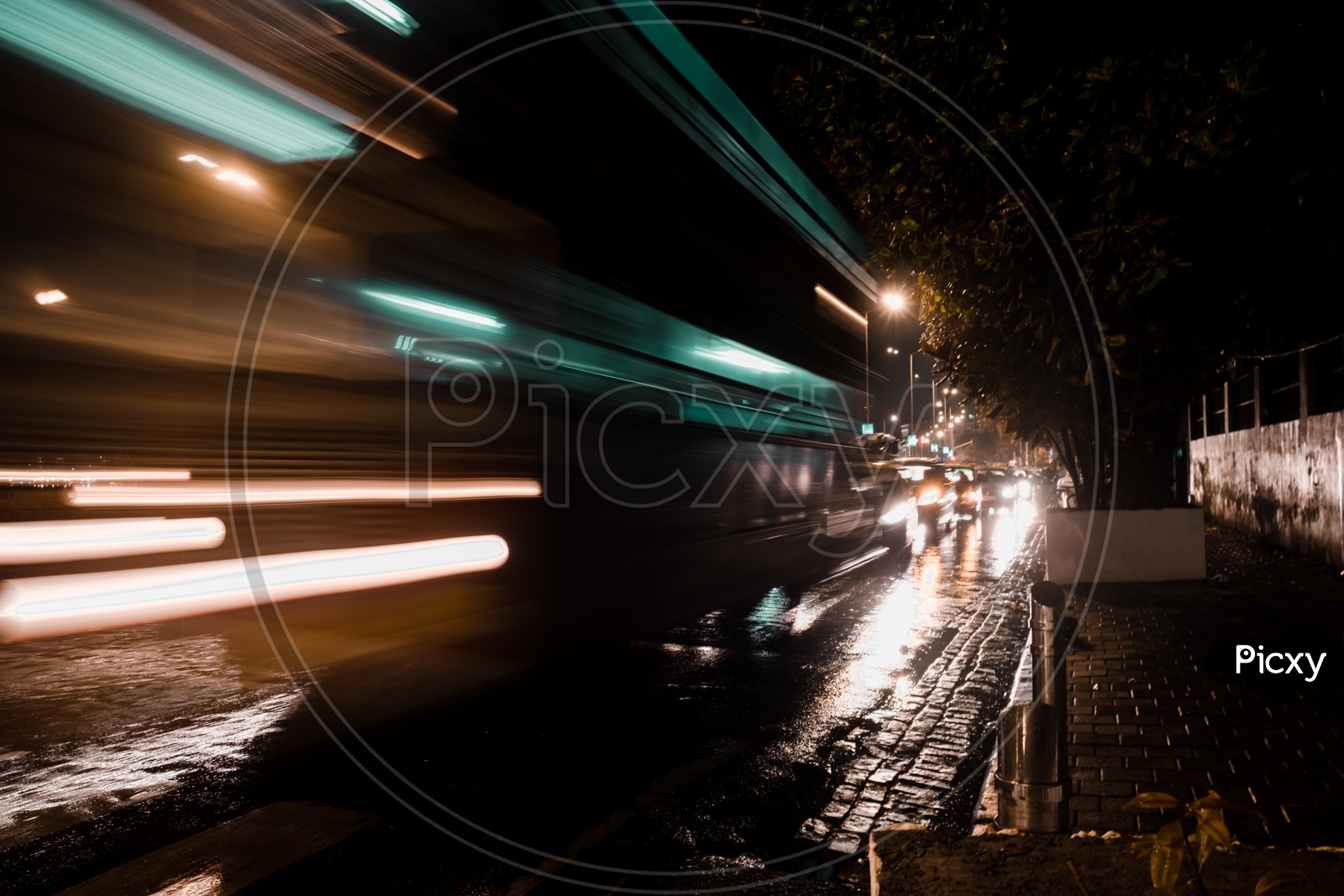 Fast Moving Vehicles  on The Roads In Night Time