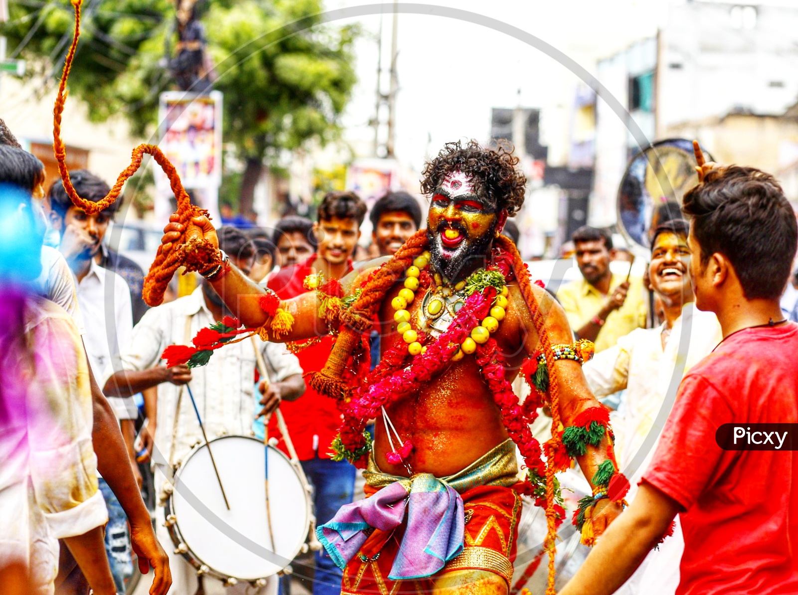 Pothuraju  Dancing at a Bonalu Procession  In Hyderabad