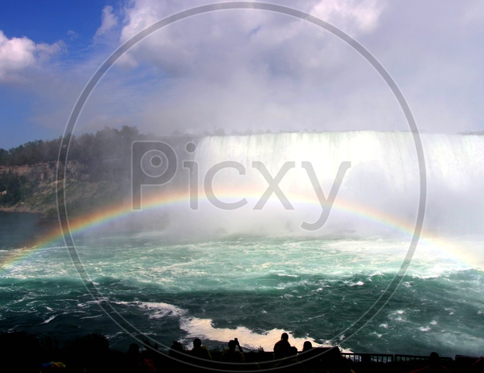 Rainbow at the largest water fall. Niagara Waterfalls