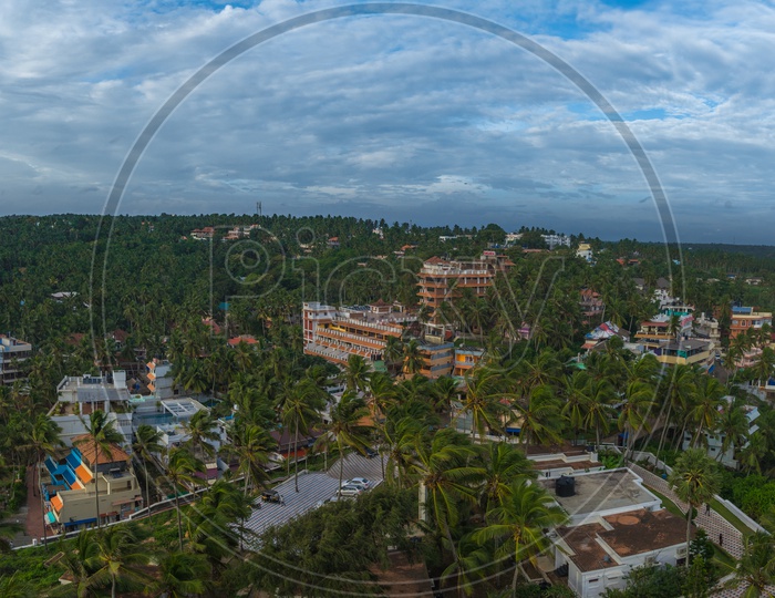 Panaromic View of kovalam beach from the top of the light house