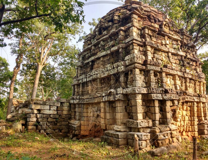 Old Ruins of Indian Hindu Temples Built with Stones