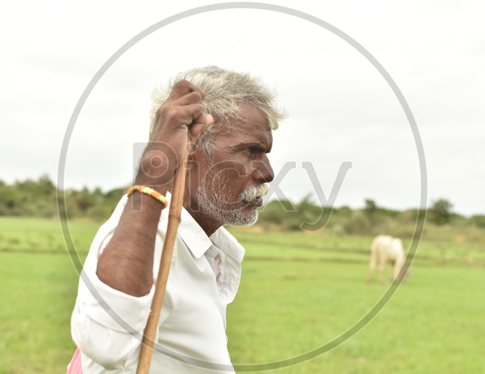 A farmer in the farming field.