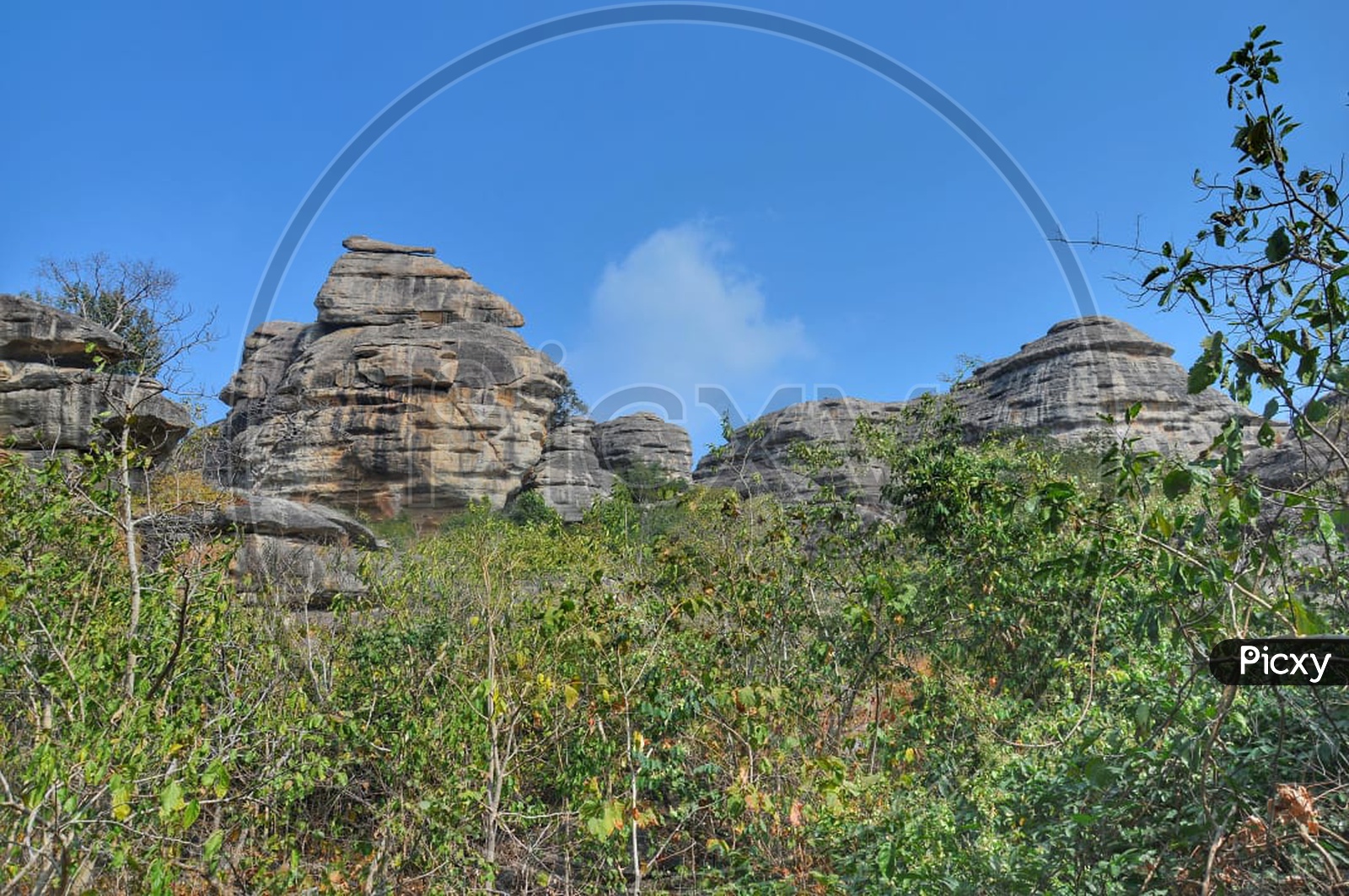 Rock Formations With Blue Sky Background