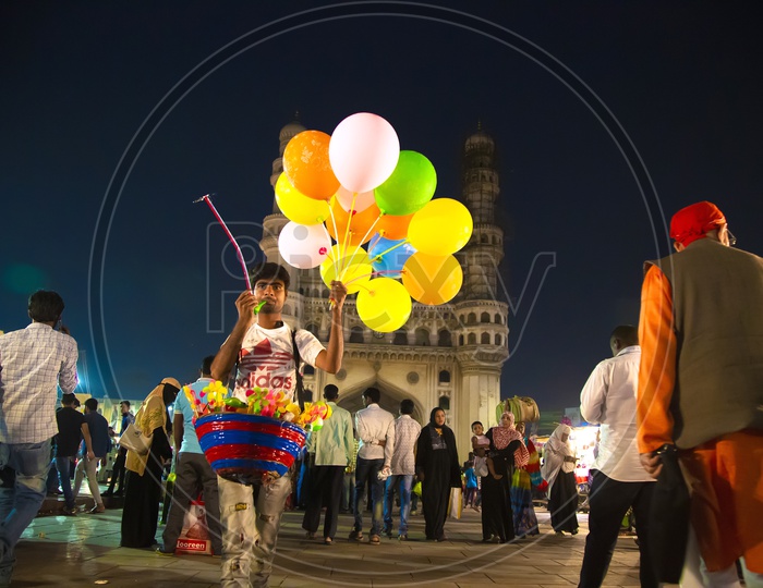 A Balloon Seller at Charminar