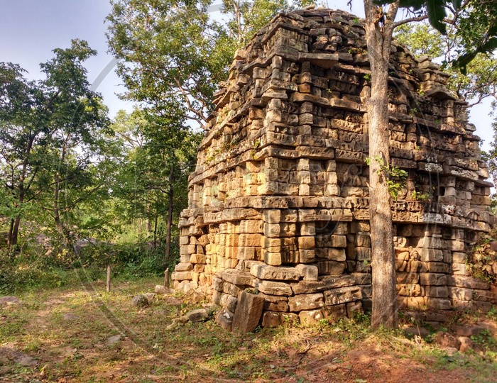 Old Ruins Of Ancient Hindu Temple With Stone Sculptures Built During Kakathiya Dynasty  In Warangal